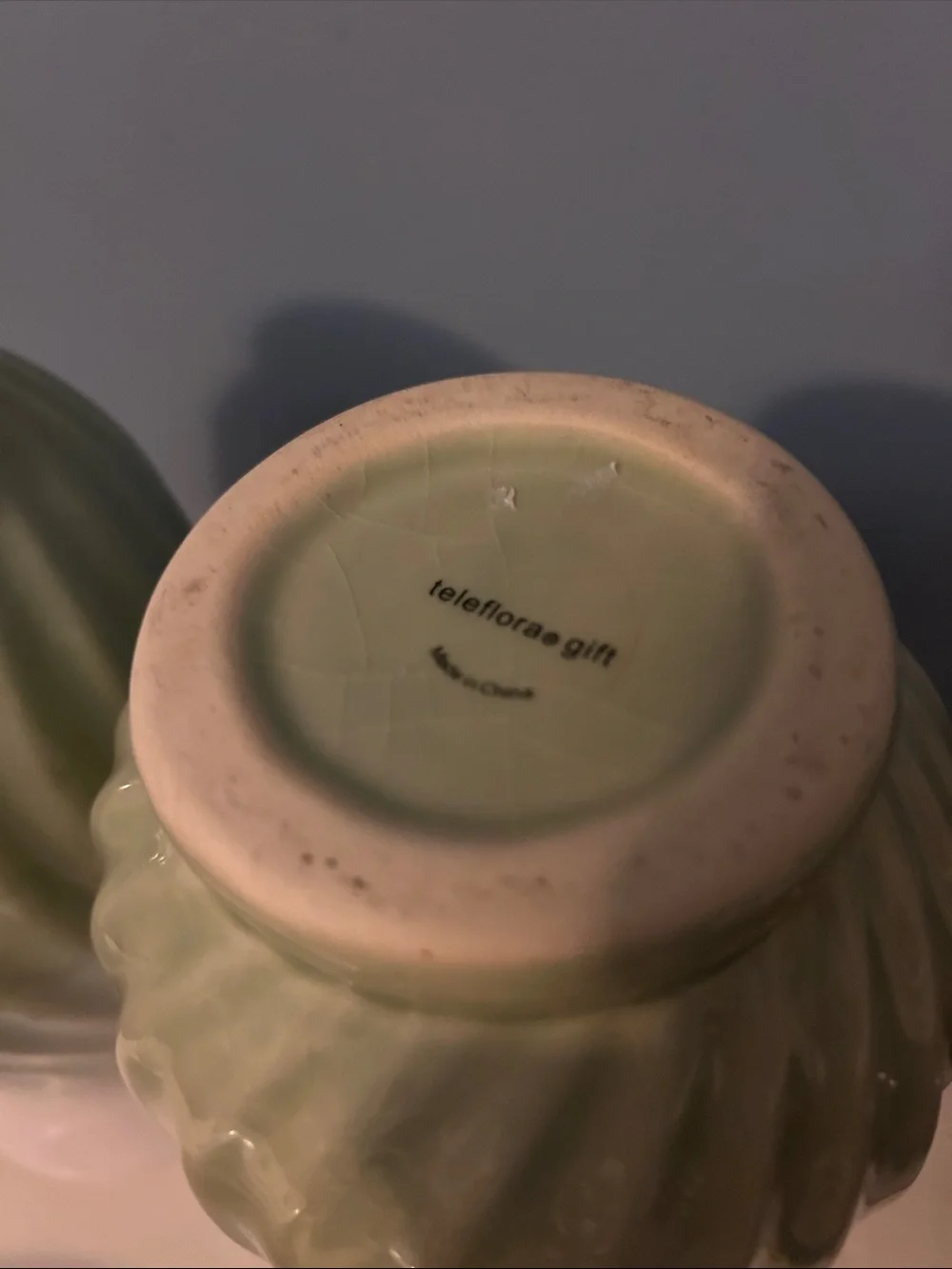Pair of two 8” Ceramic.Ombre Green and Cream Decorative Vases (Set of 2)